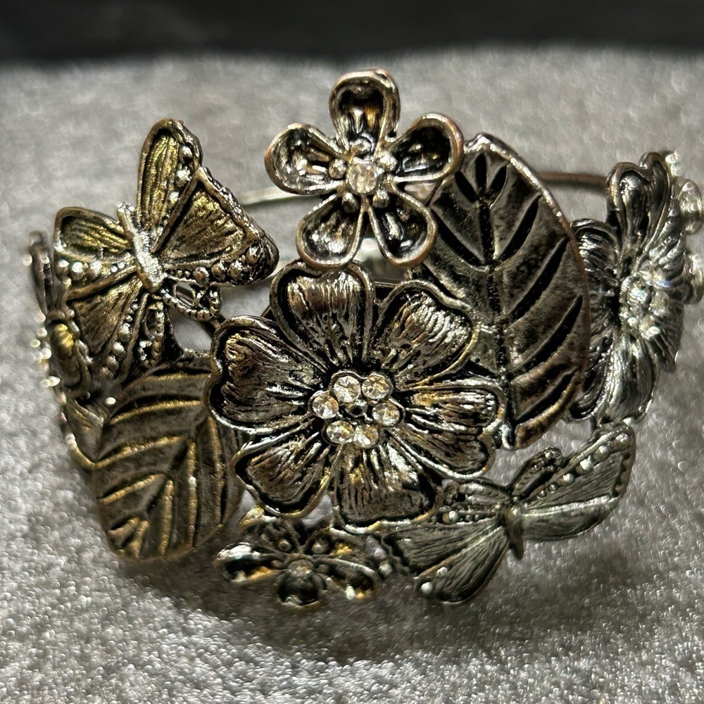 Butterfly Garden Silver-Tone Cuff Bracelet women